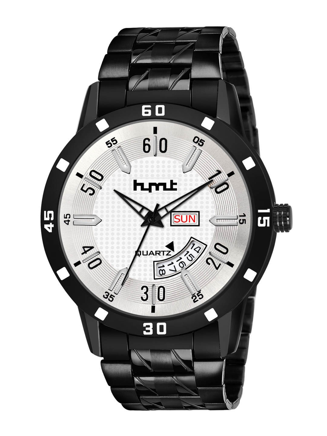 

HYMT Men White Dial & Black Bracelet Style Straps Analogue Watch HMTY-7002