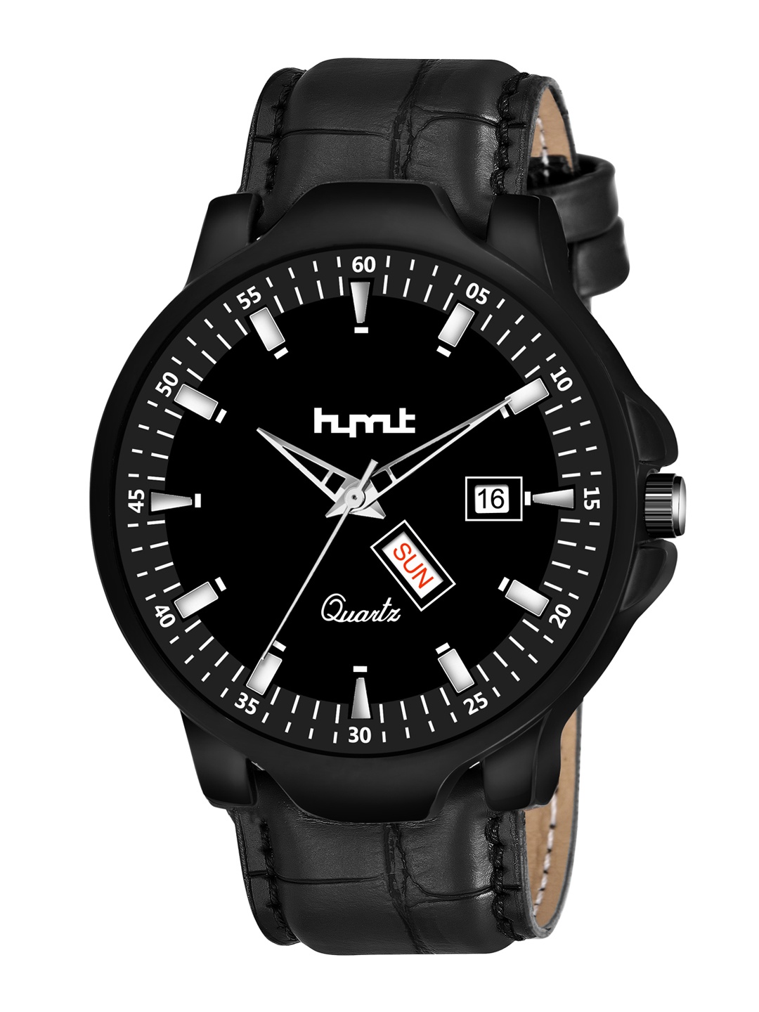 

HYMT Men Black Dial & Black Leather Analogue Watch HMTY-6001