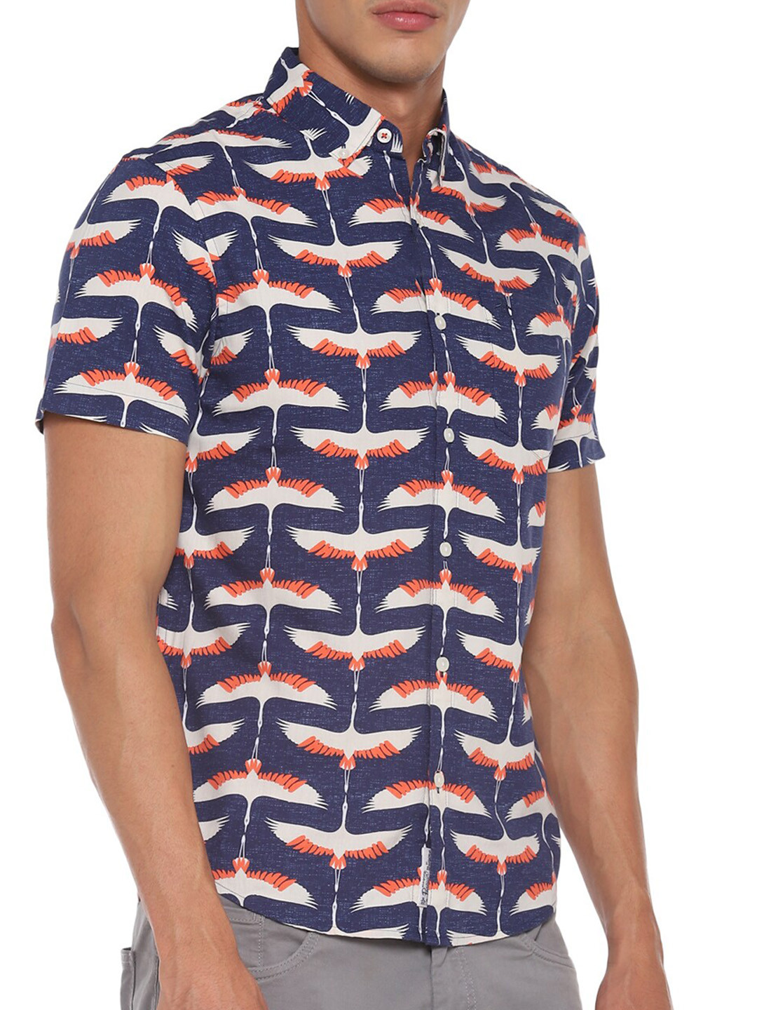 

Original Penguin Men Blue Opaque Printed Casual Shirt