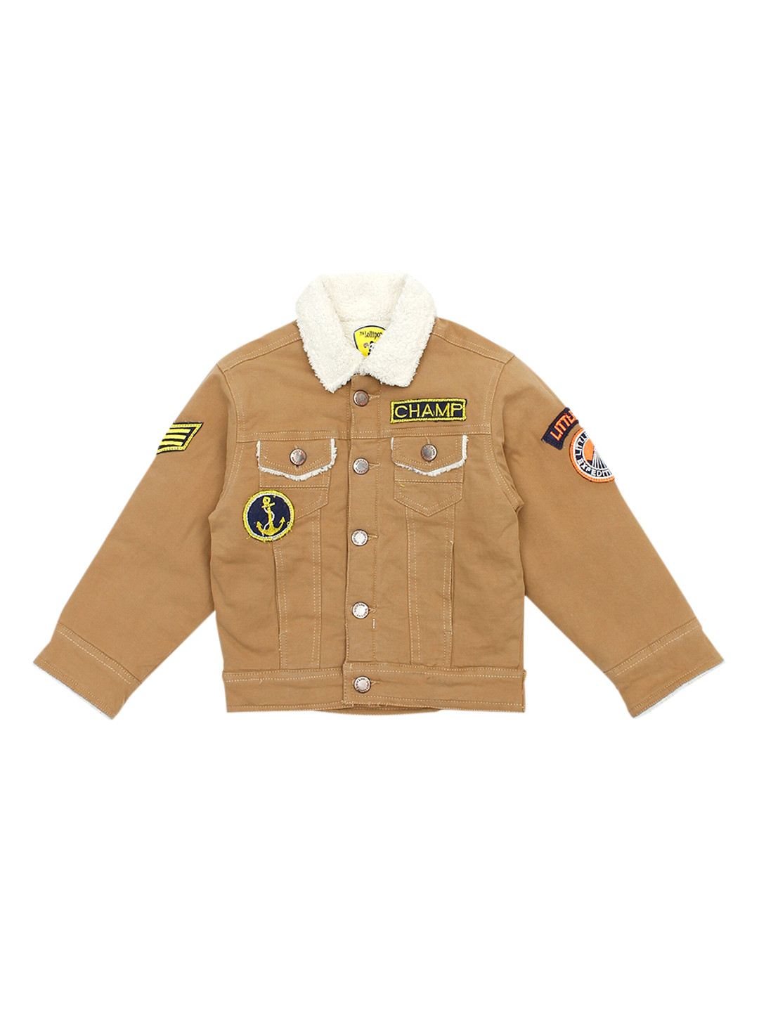 

Lil Lollipop Unisex Kids Khaki Striped Bomber Jacket