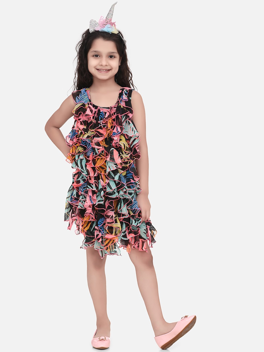 

StyleStone Girls Multicoloured Chiffon A-Line Dress, Multi