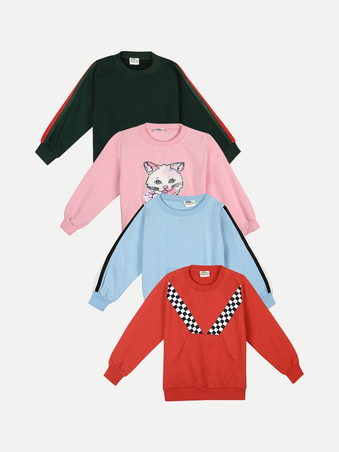 

Cutiekins Unisex Kids Pack Of 4 Sweatshirts, Green