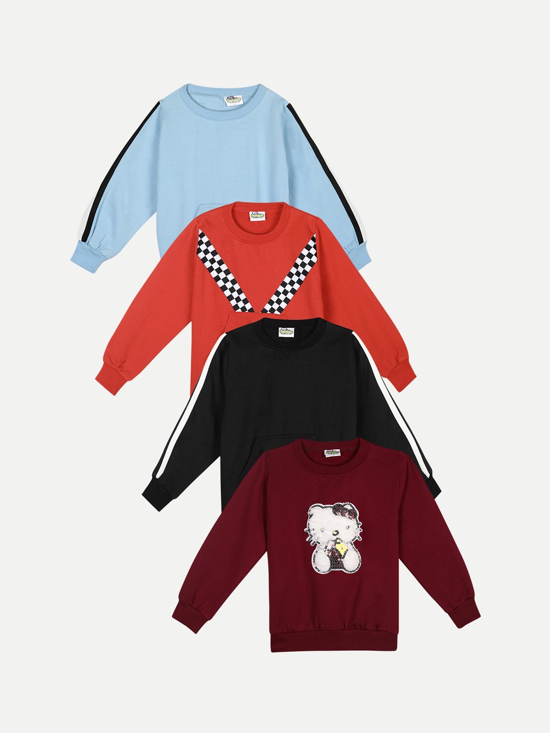 

Cutiekins Unisex Kids Pack Of 4 Printed Sweatshirts, Turquoise blue