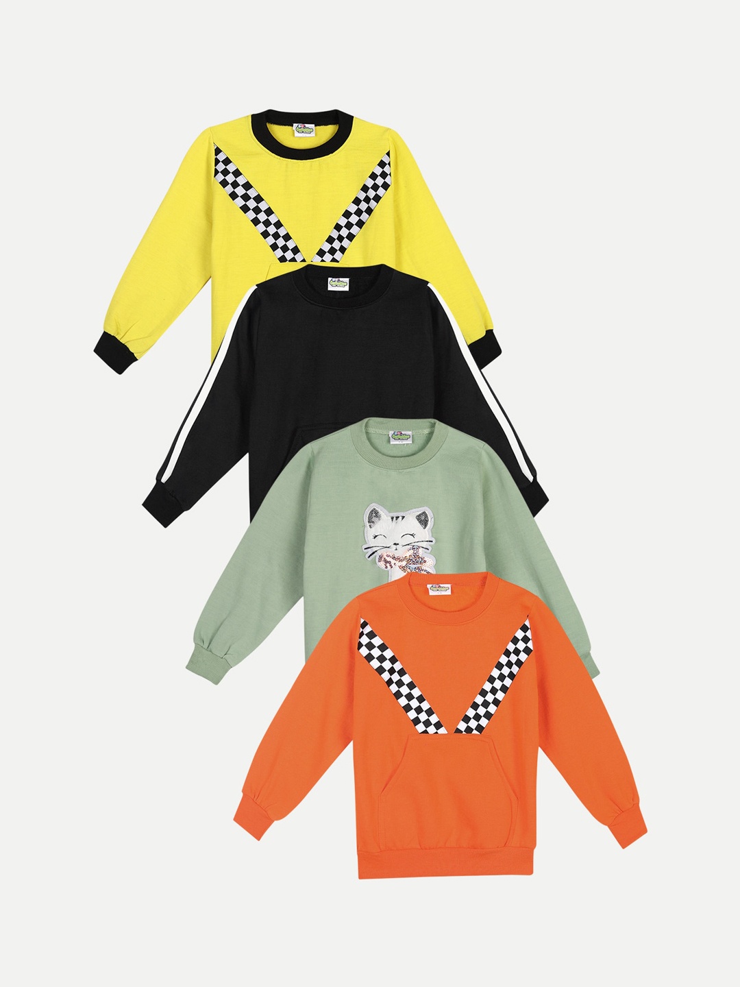 

Cutiekins Unisex Kids Pack Of 4 Sweatshirts, Yellow