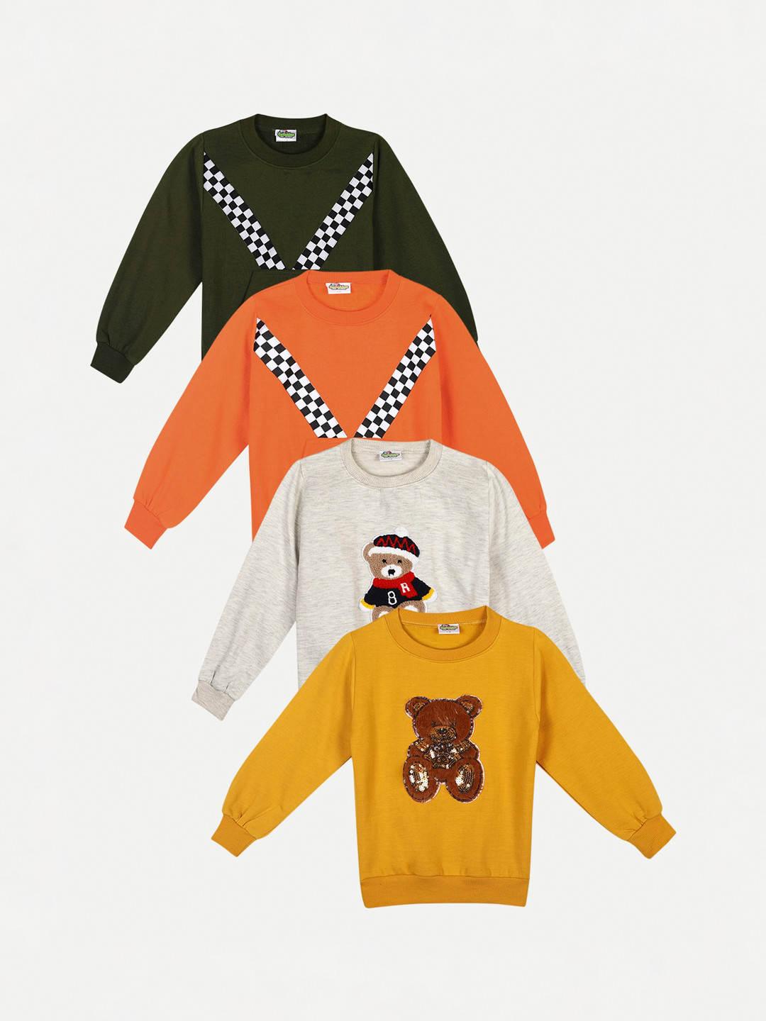 

Cutiekins Unisex Kids Pack Of 4 Printed Sweatshirts, Green
