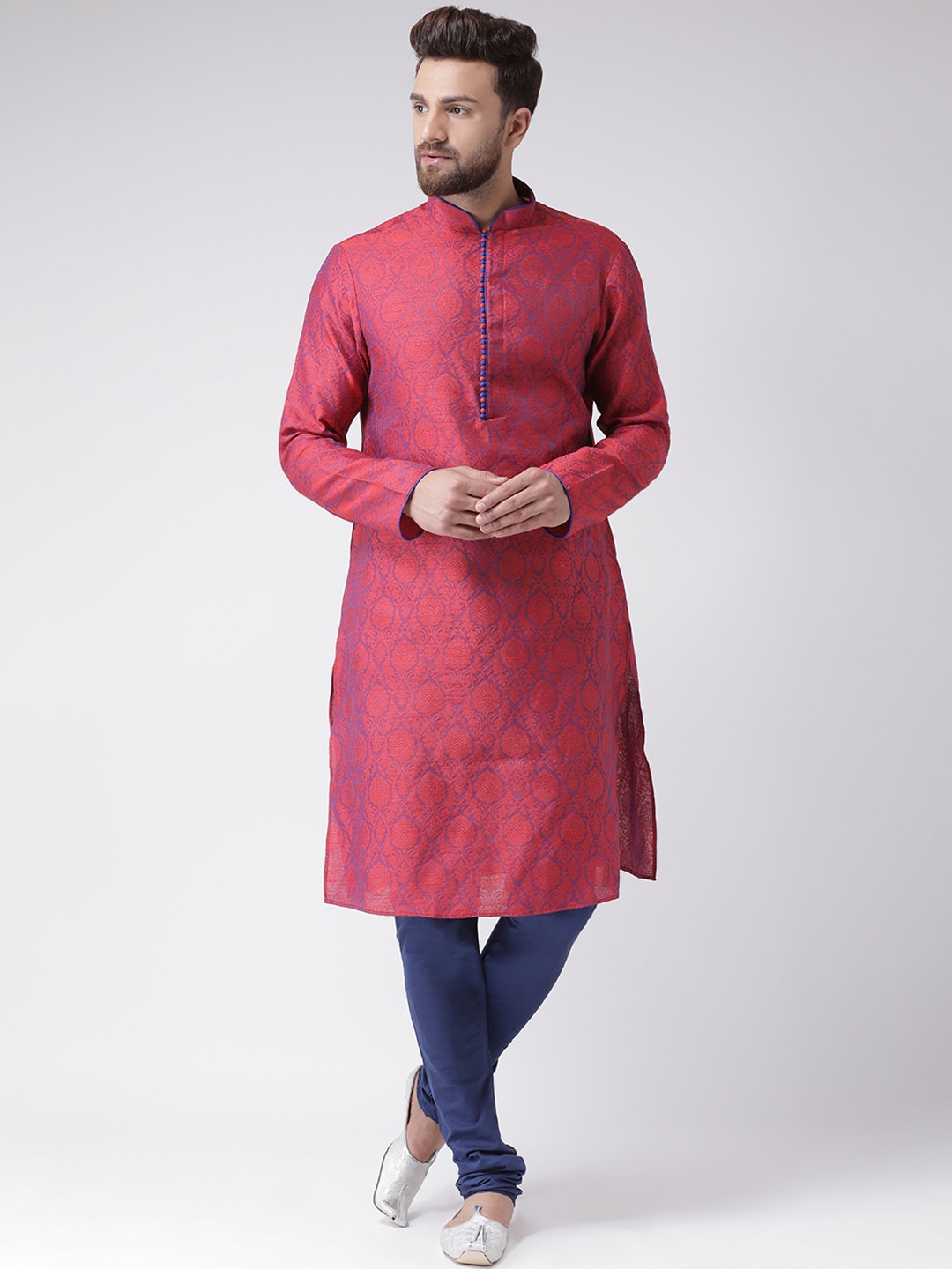 

Chitwan Mohan Men Maroon Regular Kurta with Churidar