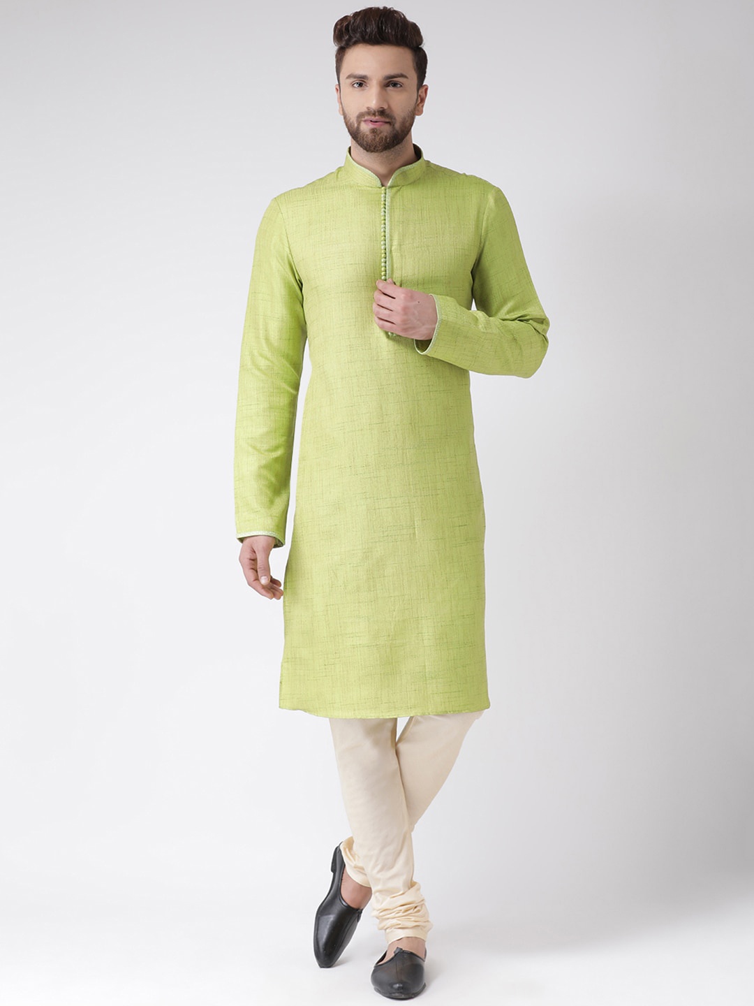 

Chitwan Mohan Men Green Regular Kurta with Churidar