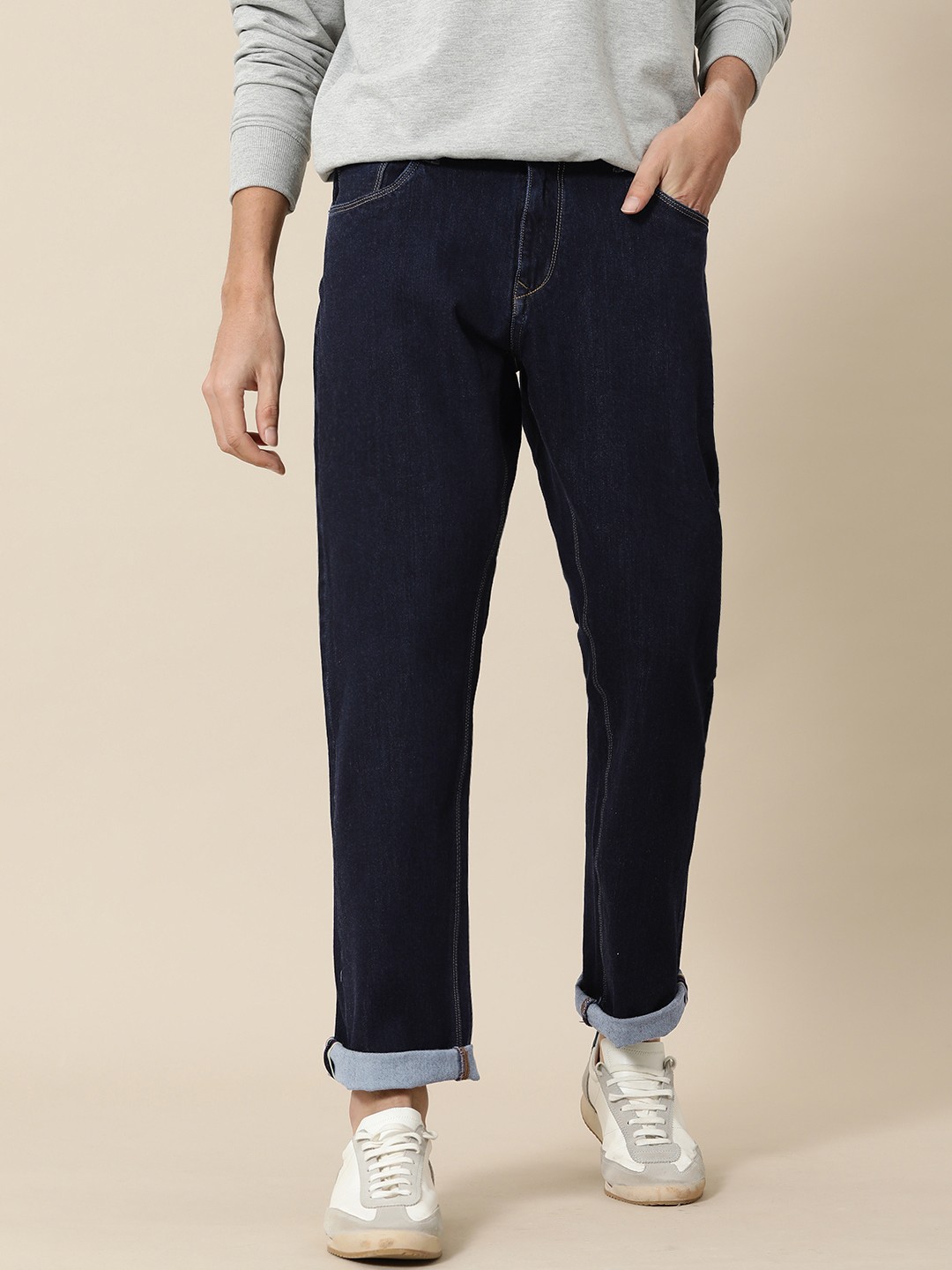 

Mr Bowerbird Men Navy Blue Tailored Fit Mid-Rise Clean Look Jeans