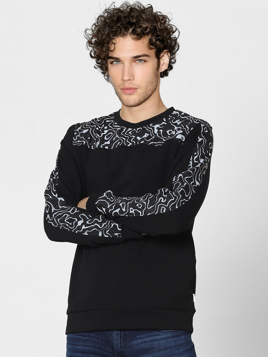 

Jack & Jones Men Black Printed Sweatshirt