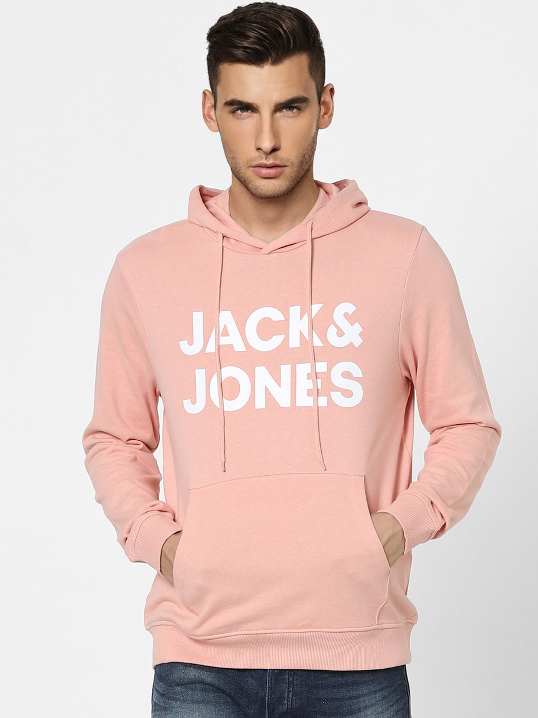 

Jack & Jones Men Peach-Coloured Printed Sweatshirt