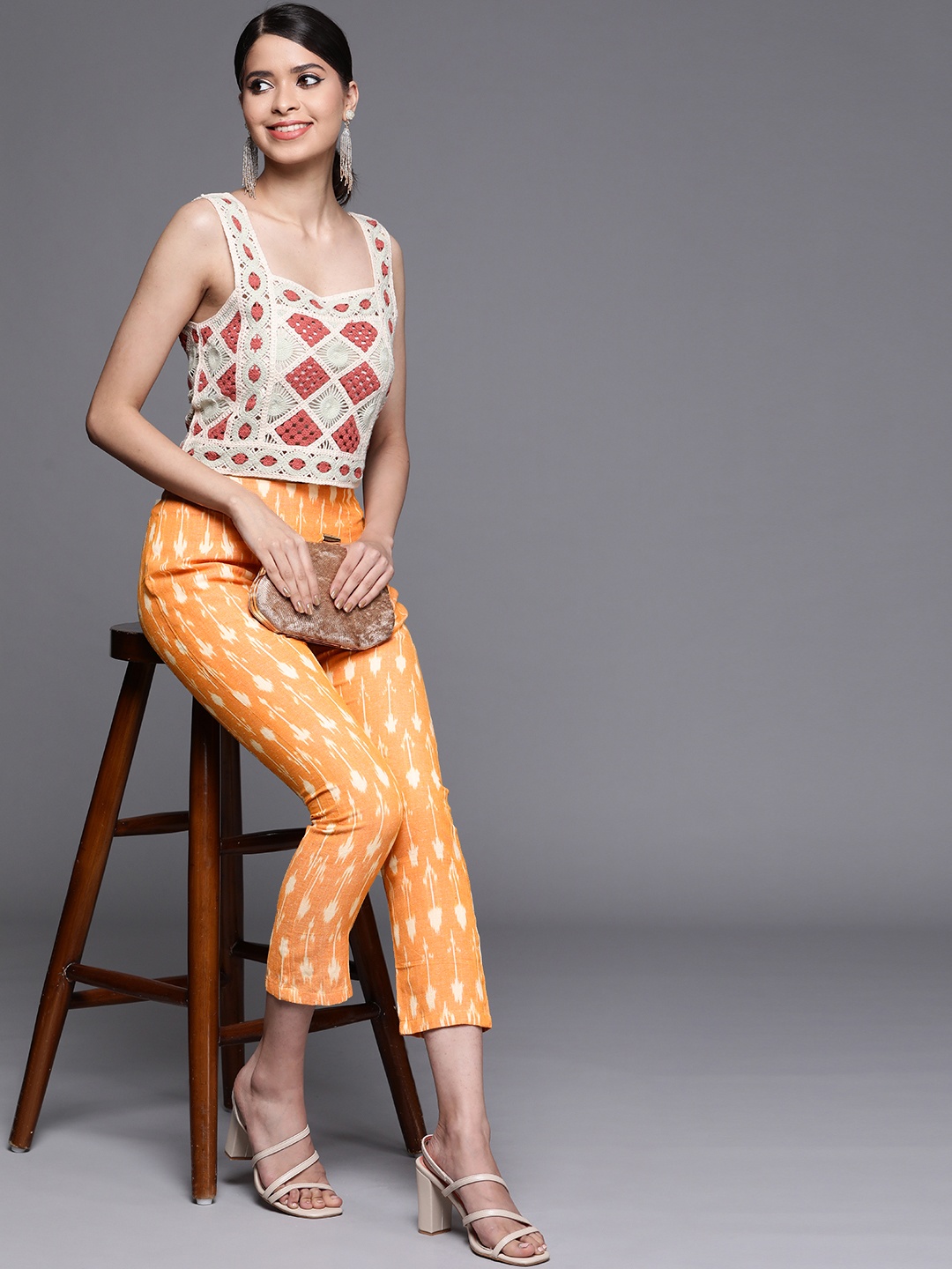 

PINKSKY Women Yellow Smart Slim Fit Trousers