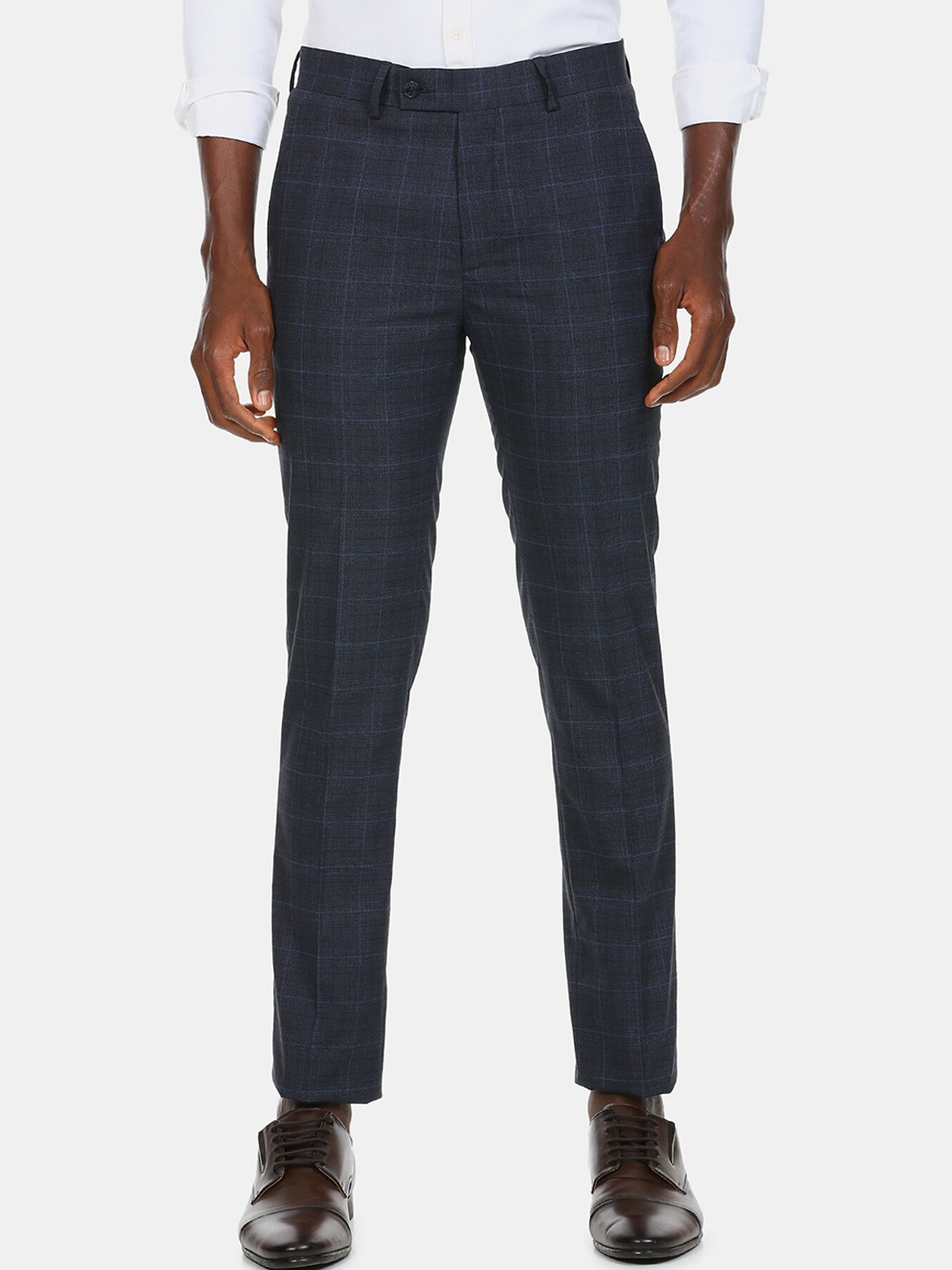 

Arrow Men Blue Checked Formal Trousers