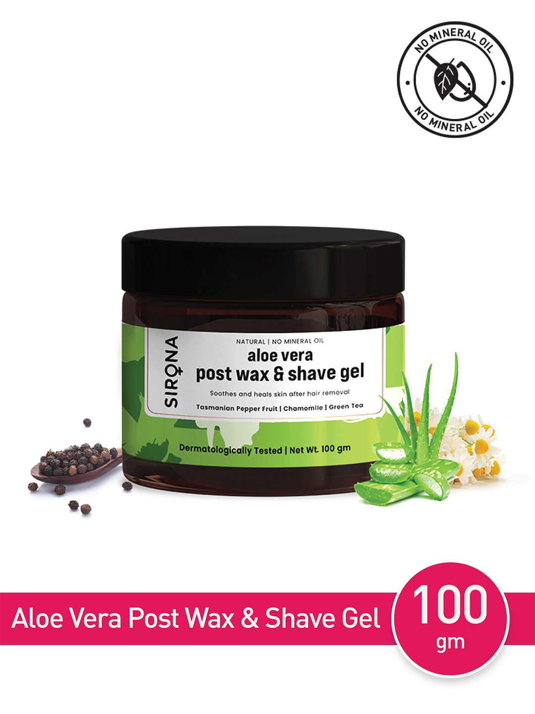 

Sirona Natural Mineral Oil Free Post Wax/Shave Gel 100 gm, Green