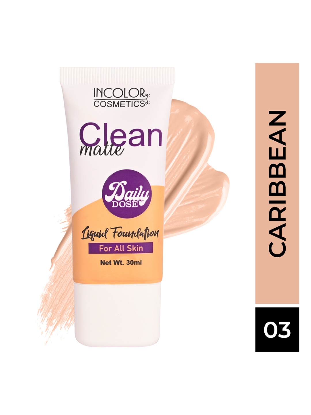 

INCOLOR Women Clean Matte Daily Dose Liquid Foundation 03 Caribbean 30 ml, Beige