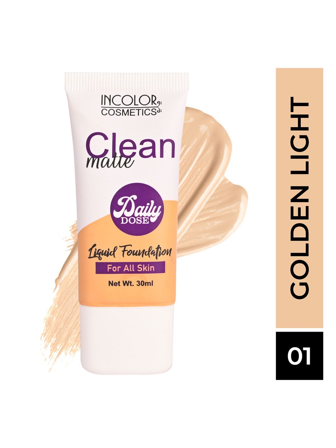 

INCOLOR Women Clean Matte Daily Dose Liquid Foundation 01 Golden Light, Gold