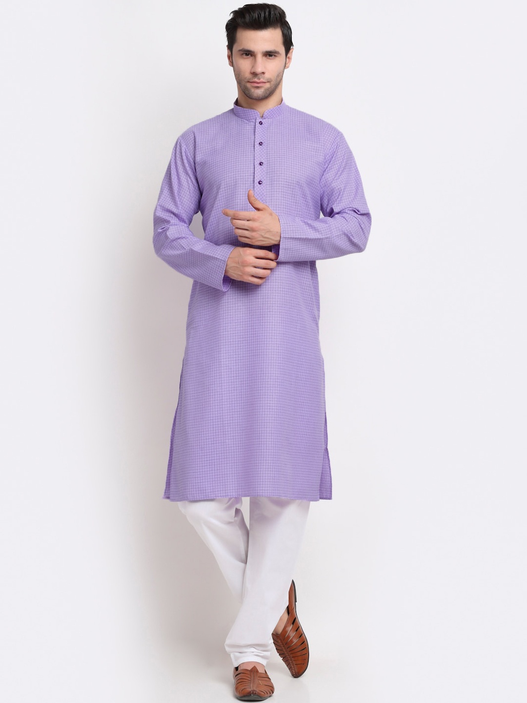

KRAFT INDIA Men Purple Thread Work Kurta