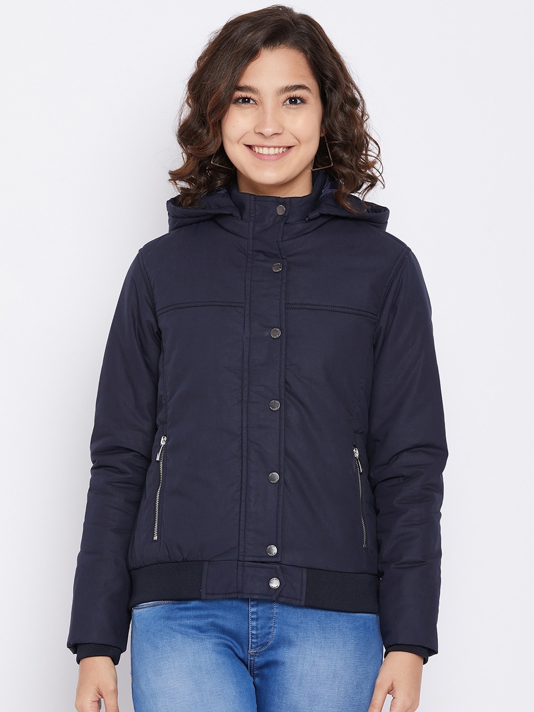 

Octave Women Navy Blue Bomber Jacket