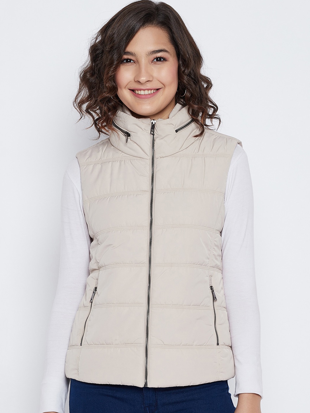 

Octave Women Beige Padded Jacket