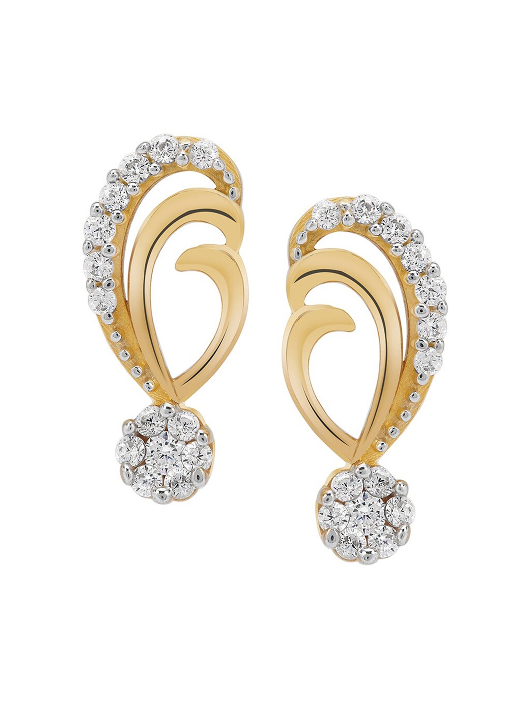 

LA SOULA Gold-Plated & White 925 Sterling Silver Contemporary Drop Earrings