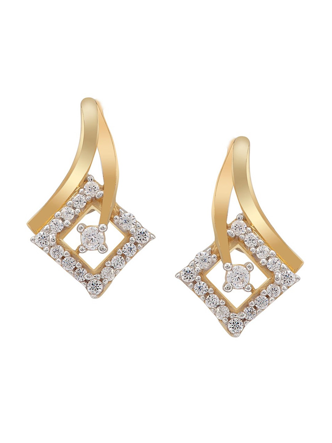 

LA SOULA Gold-Toned & White Classic Studs Earrings