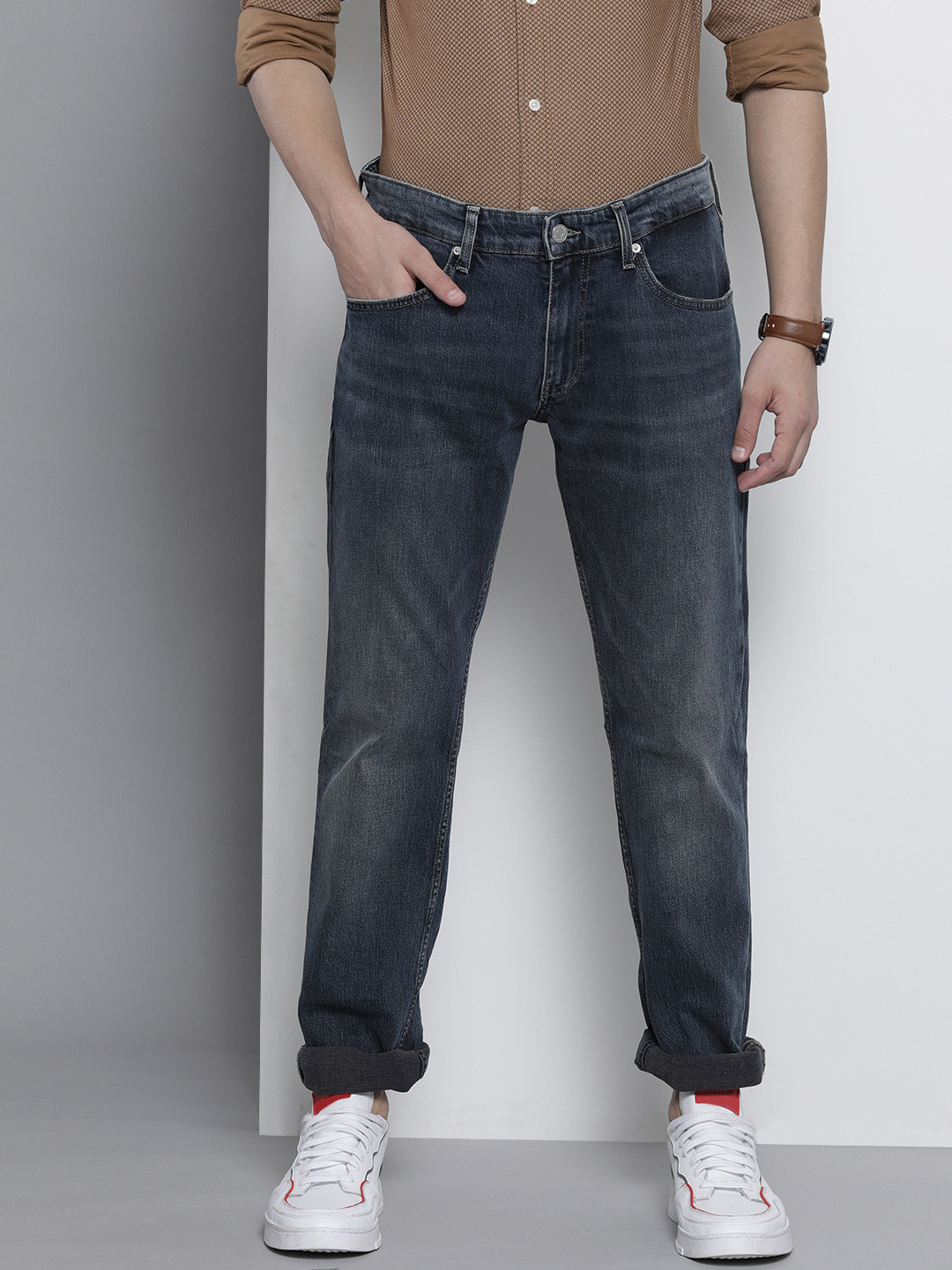 

Tommy Hilfiger Men Denim Dark Straight Fit Light Fade Stretchable Jeans, Blue