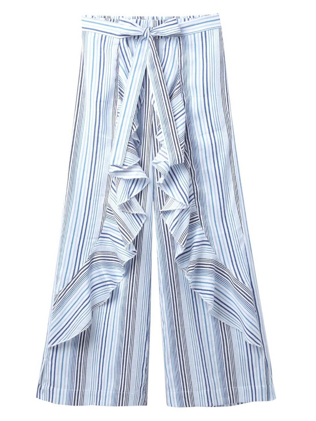 

Cub McPaws Girls Blue & White Striped Layered Palazzos