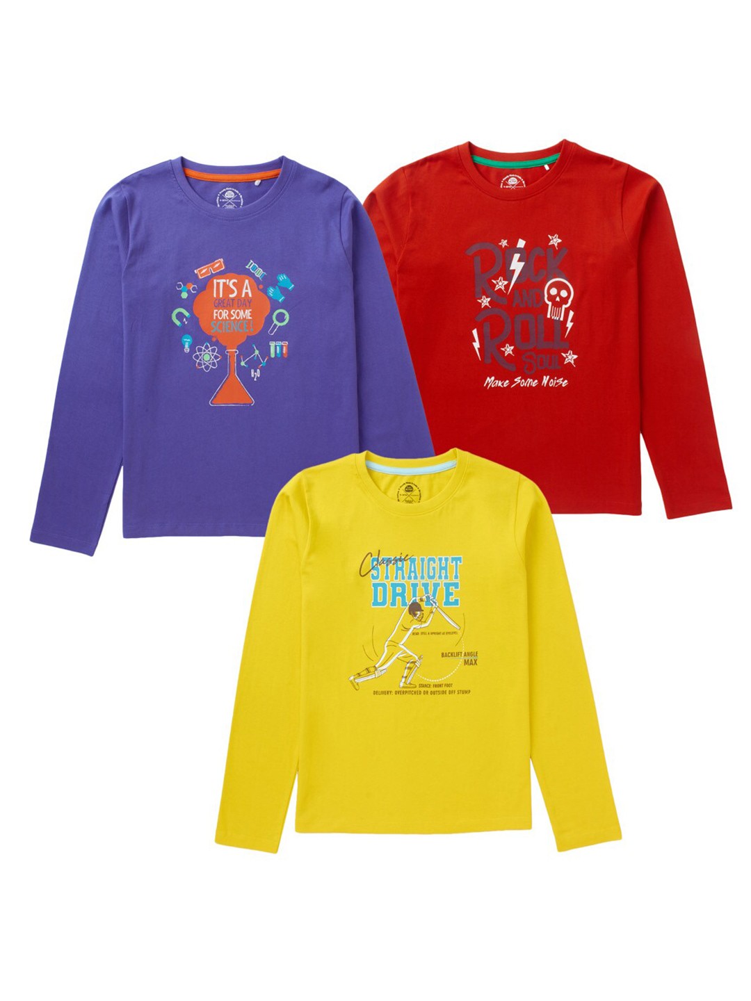 

Cub McPaws Boys Multicoloured Typography 3 Printed Applique T-shirt, Multi