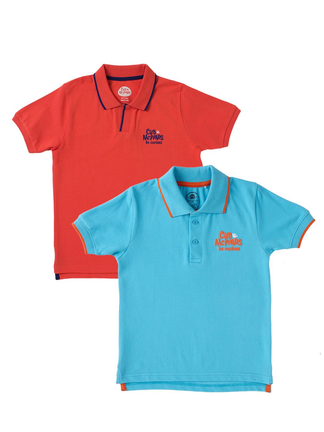

Cub McPaws Boys Pack Of 2 Polo Collar Cotton T-shirts, Red
