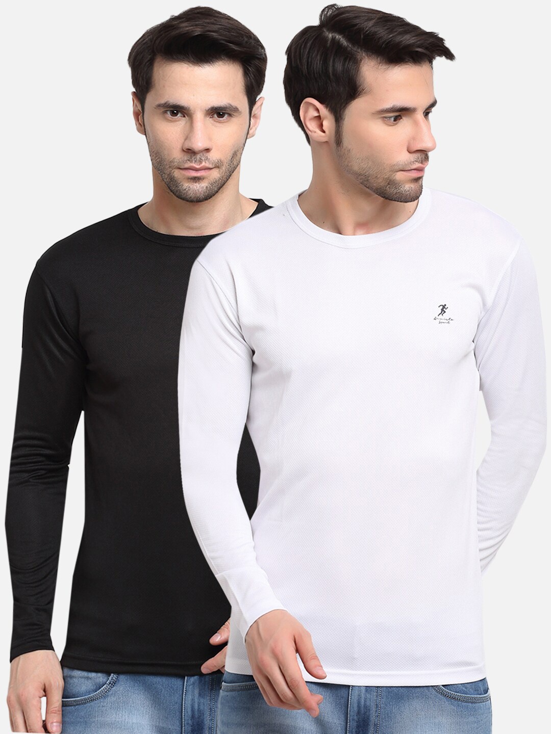 

ARMISTO Men Pack of 2 Black & White Dri-FIT T-shirt