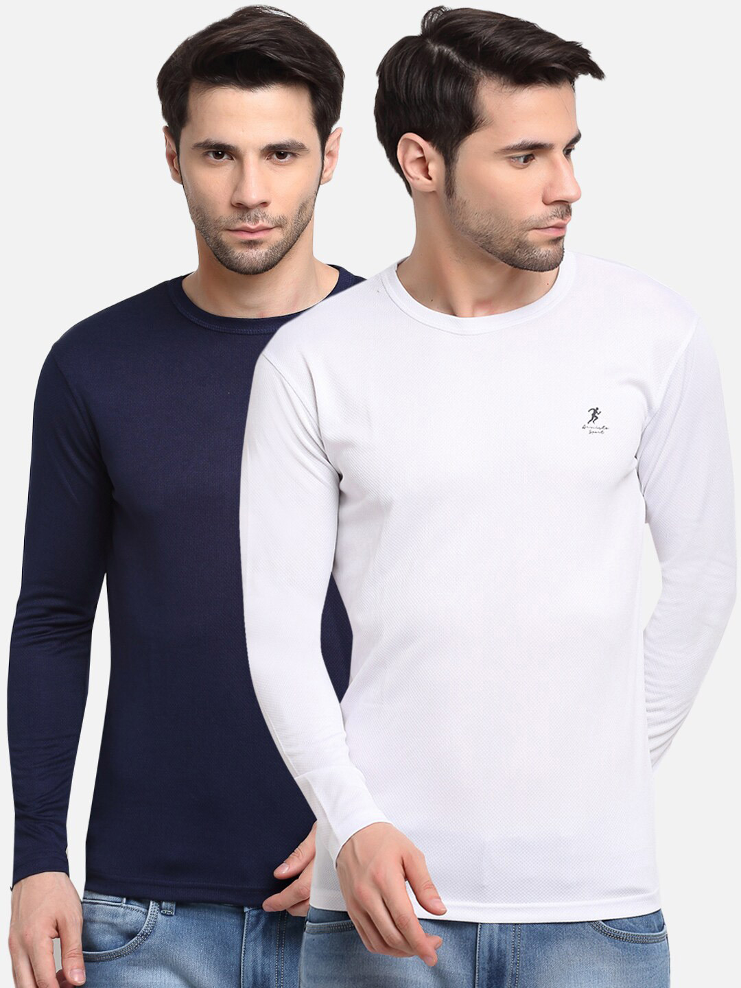 

ARMISTO Men White & Navy Blue Pack of 2 Dri-FIT T-Shirt with Anti-Microbial Technology