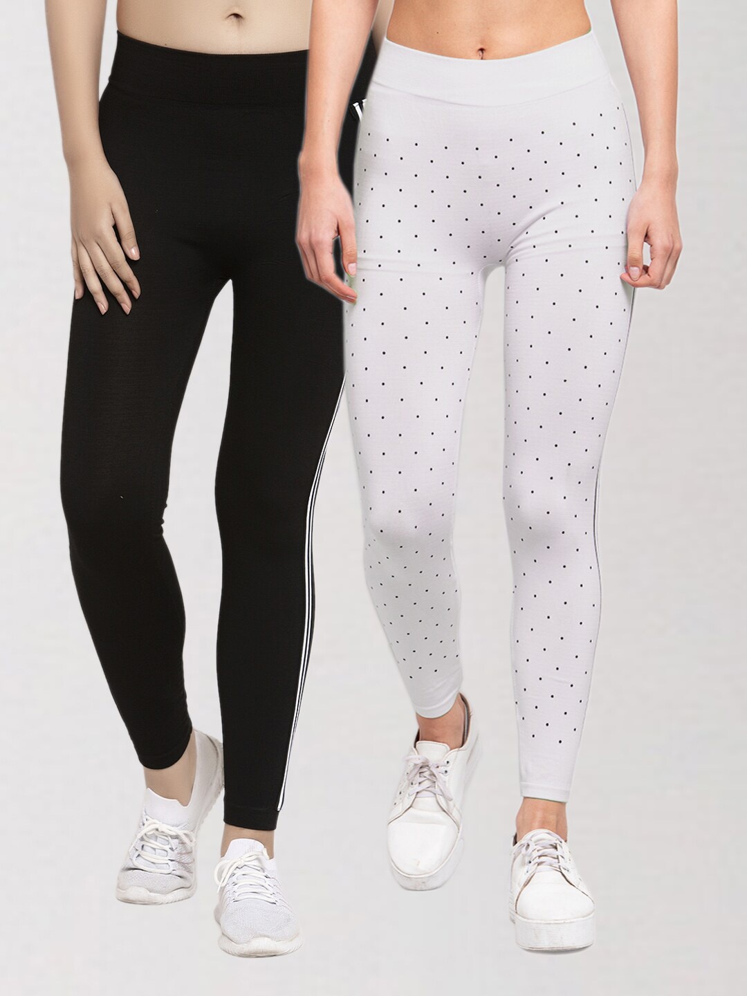 

KLOTTHE Women Pack Of 2 Black & White Skinny Fit Jeggings