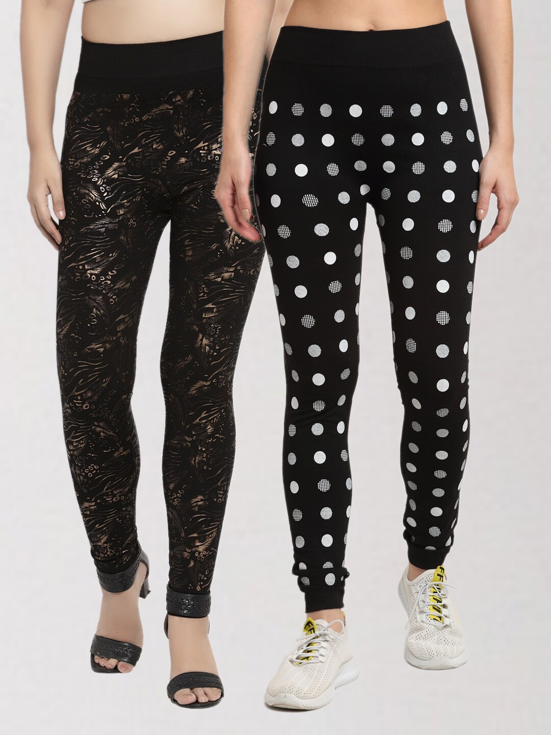 

KLOTTHE Women Pack Of 2 Black Printed Skinny Fit Jeggings