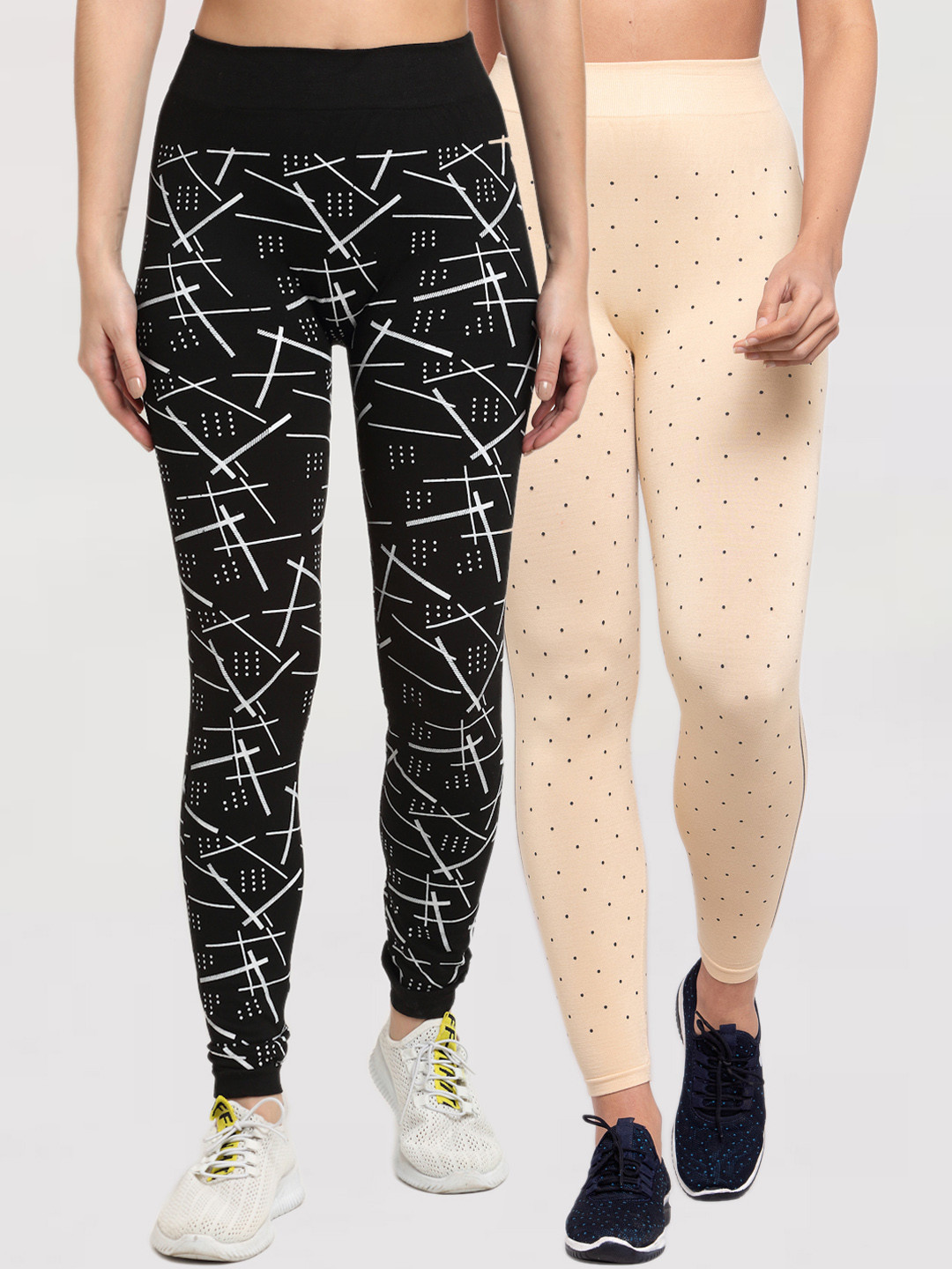 

KLOTTHE Women Multicoloured Pack of 2 Printed Skinny Fit Jeggings, Multi