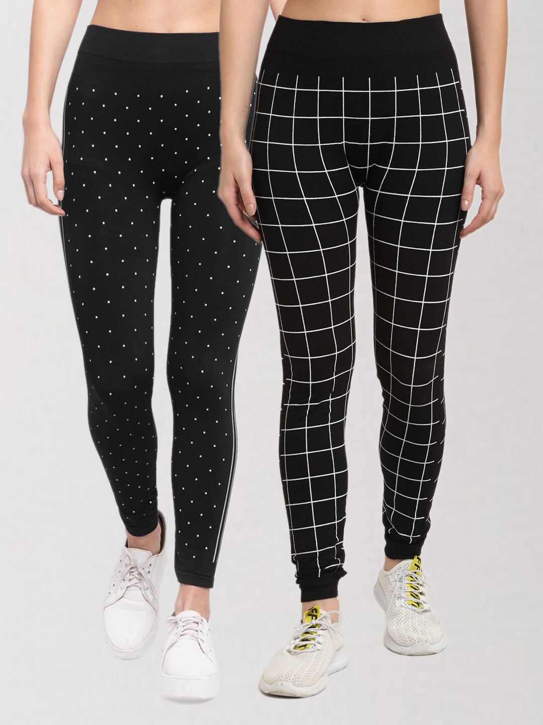 

Klotthe Women Set of 2 Printed Skinny Fit Jeggings, Multi