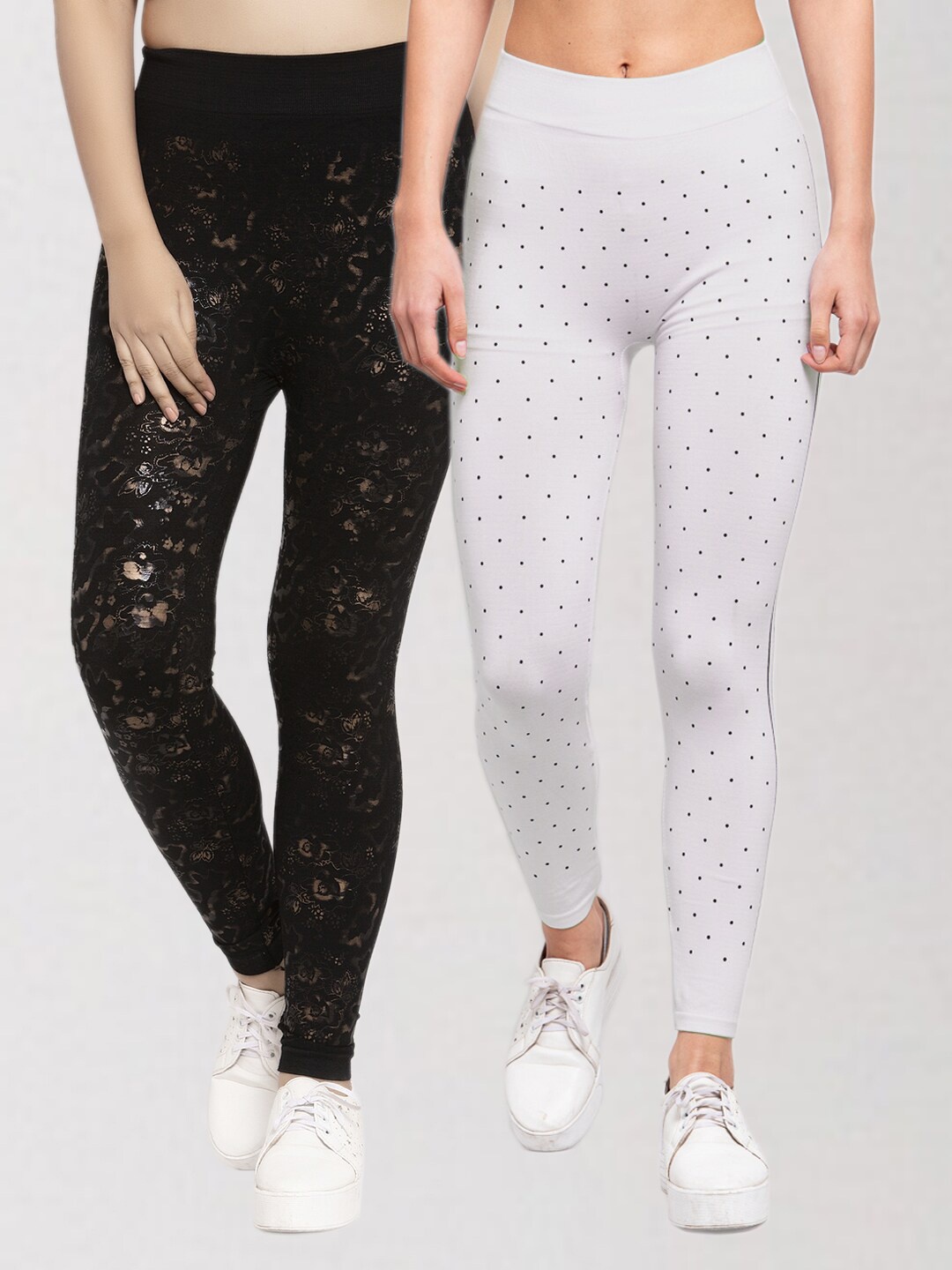 

KLOTTHE Women Pack of 2 Multi Printed Skinny Fit Jeggings