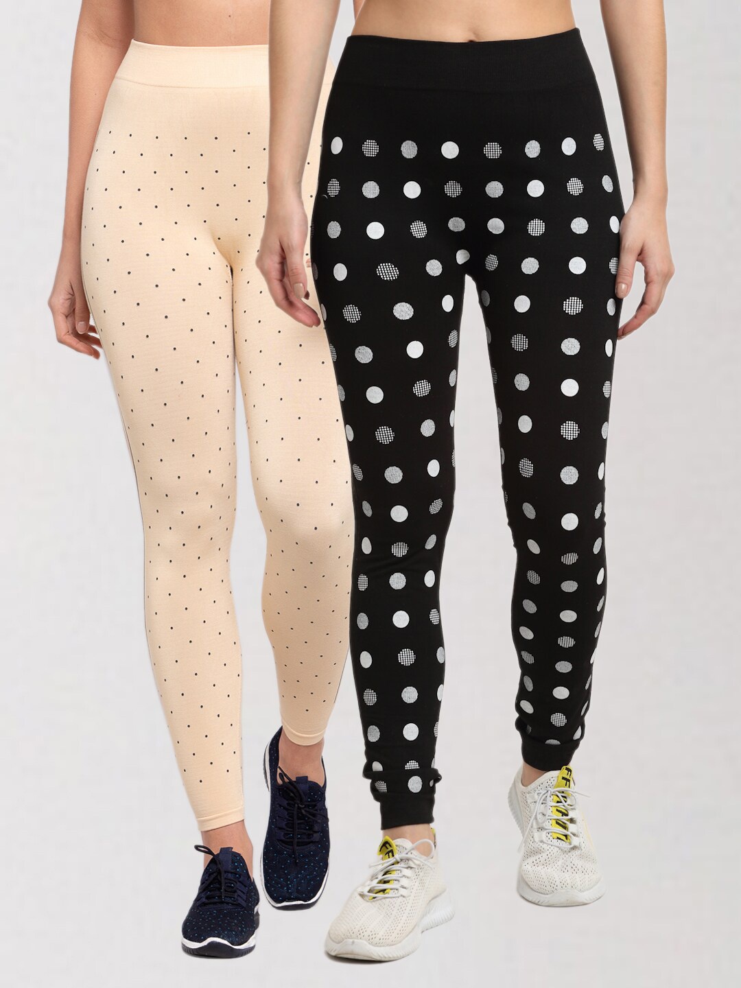

Klotthe Women Set of 2 Printed Skinny Fit Jeggings, Multi