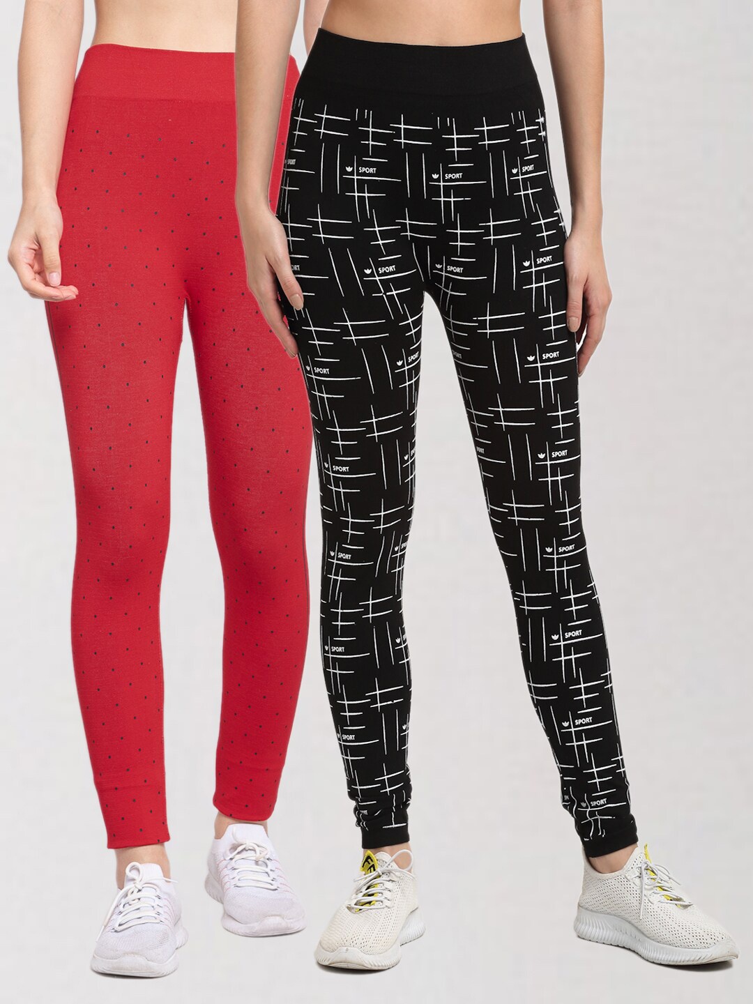 

KLOTTHE Women Pack of 2 Multi Printed Skinny Fit Jeggings