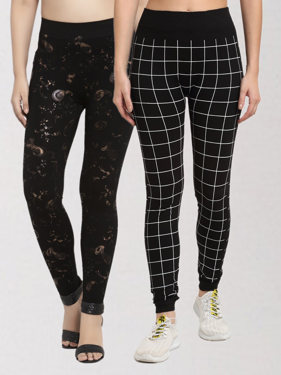 

KLOTTHE Women Set of 2 Multi Printed Skinny Fit Jeggings