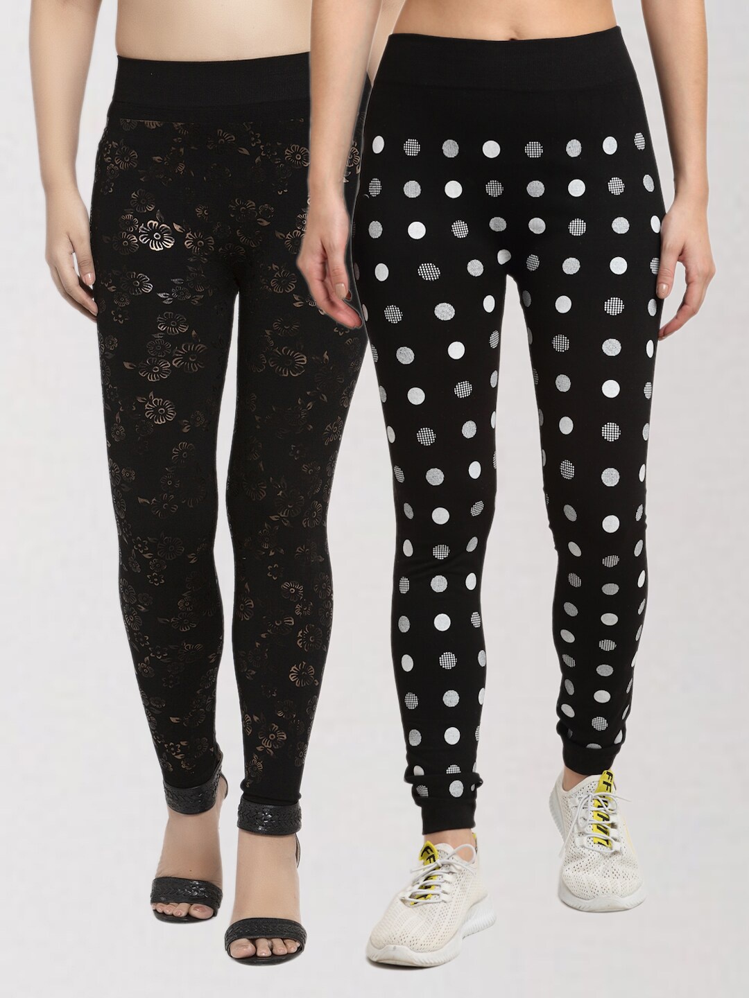 

KLOTTHE Women Multicoloured Pack of 2 Printed Skinny Fit Jeggings, Multi