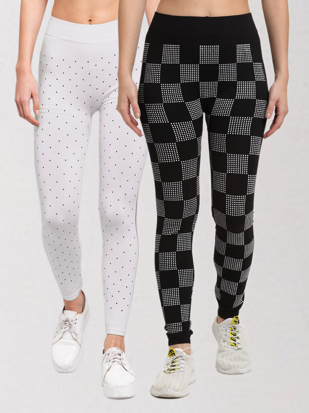 

KLOTTHE Women Set of 2 Multicolored Printed Skinny Fit Jeggings, Multi