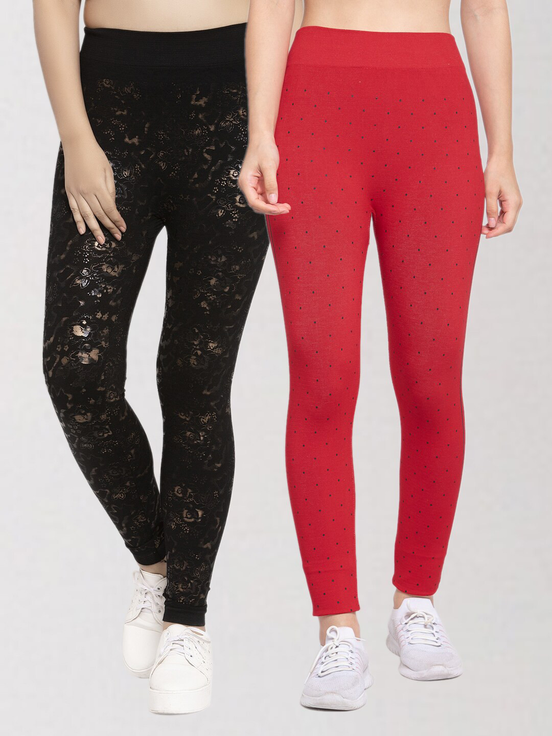 

KLOTTHE Women Multicoloured Pack of 2 Printed Skinny Fit Jeggings, Multi