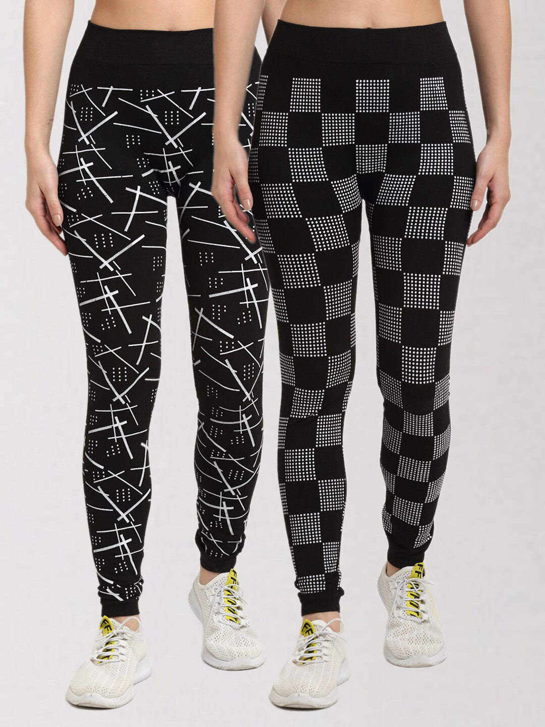 

Klotthe Women Set of 2 Printed Skinny Fit Jeggings, Multi