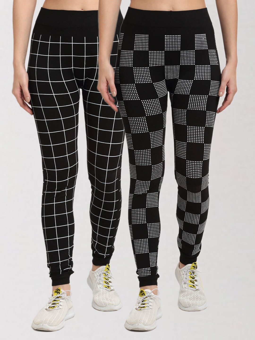 

KLOTTHE Women Set of 2 Multicolored Printed Skinny Fit Jeggings, Multi