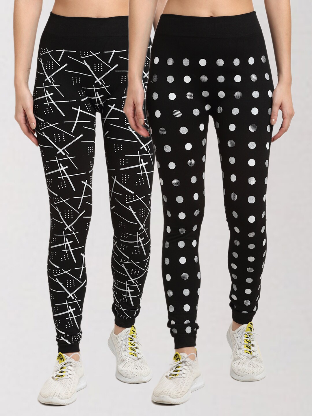 

Klotthe Women Set of 2 Printed Skinny Fit Jeggings, Multi
