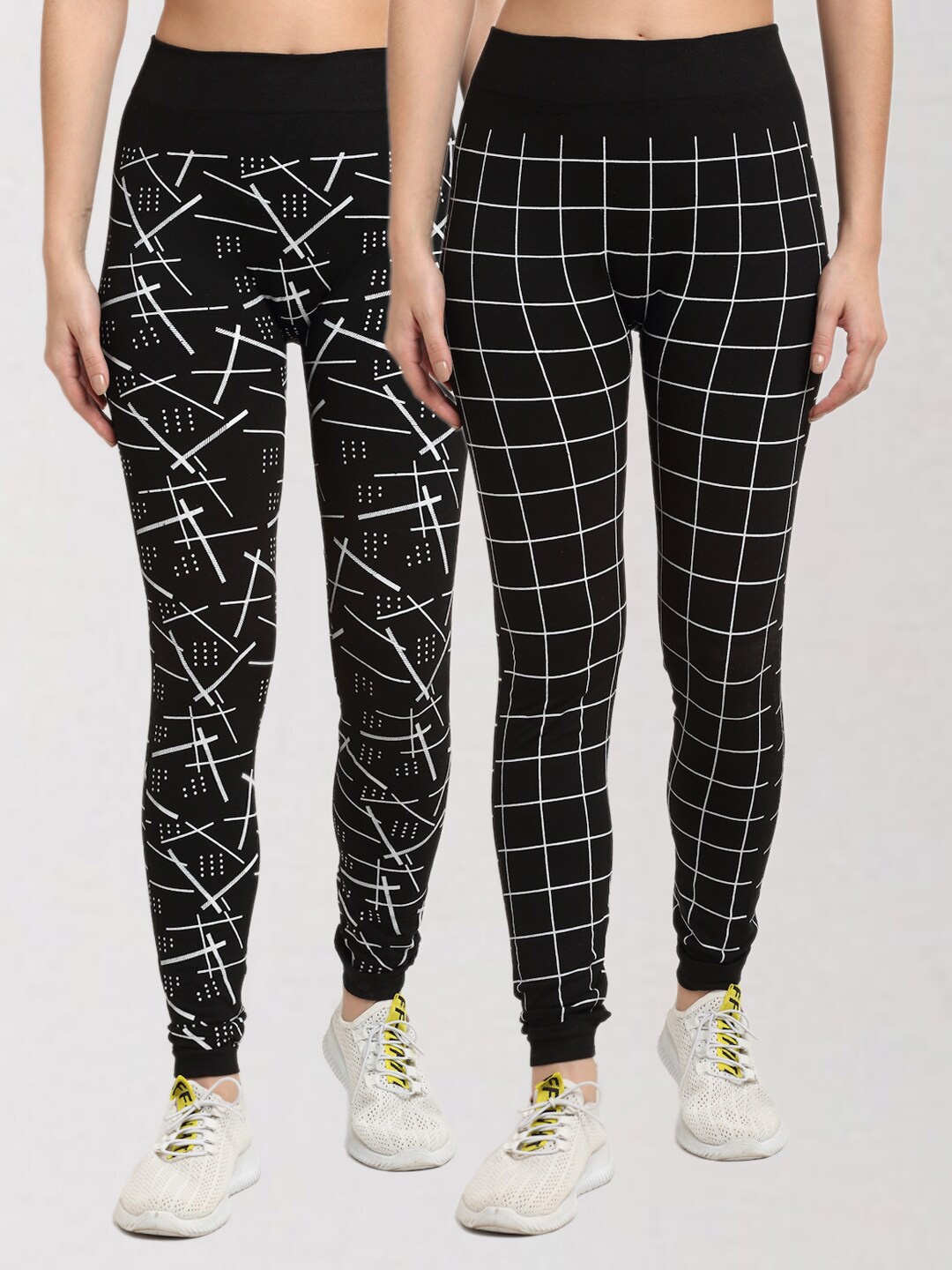 

KLOTTHE Women Set of 2 Multicolored Printed Skinny Fit Jeggings, Multi