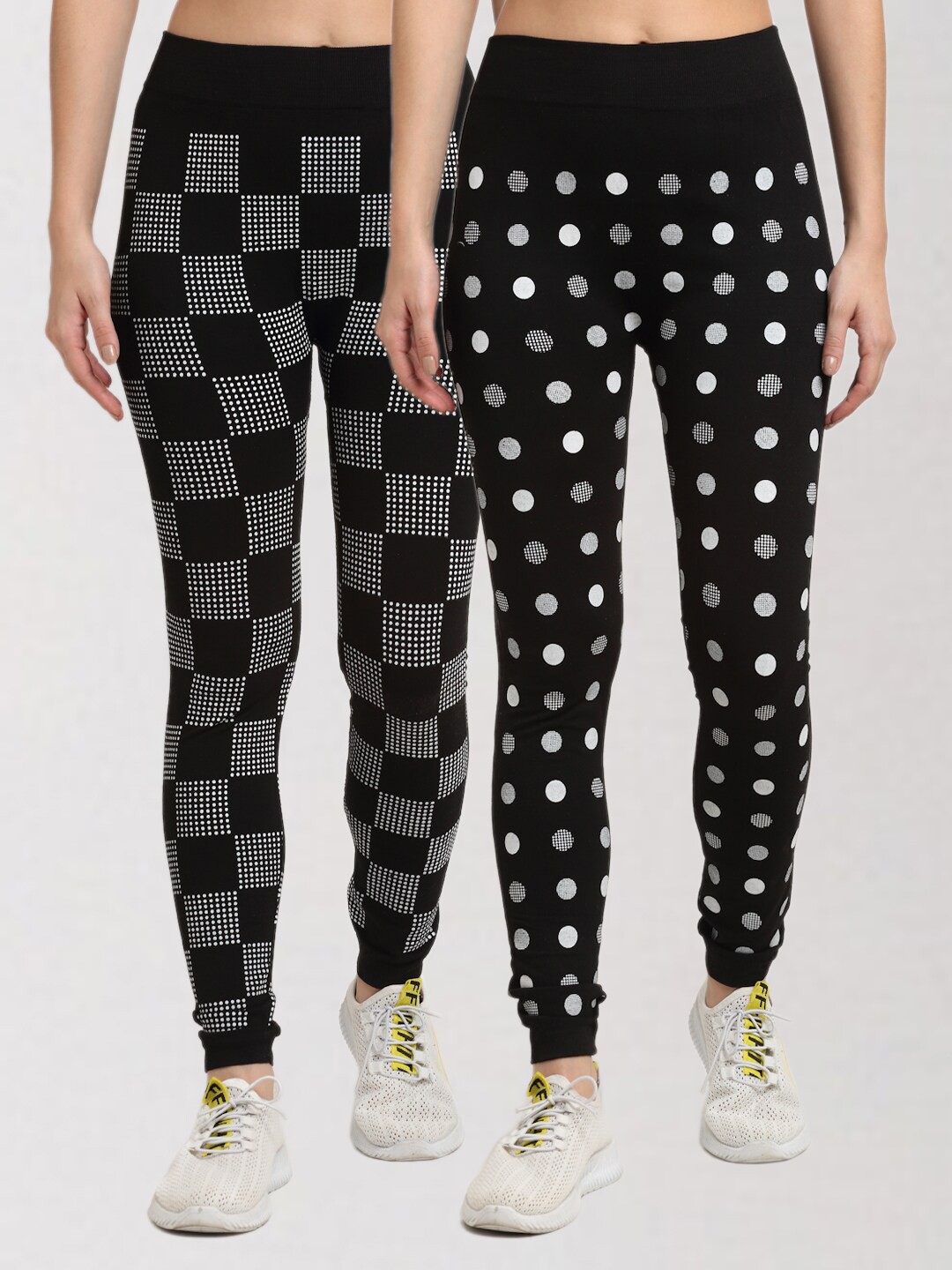 

KLOTTHE Women MultiColour Set of 2 Polka dot Printed Skinny Fit Jeggings, Multi