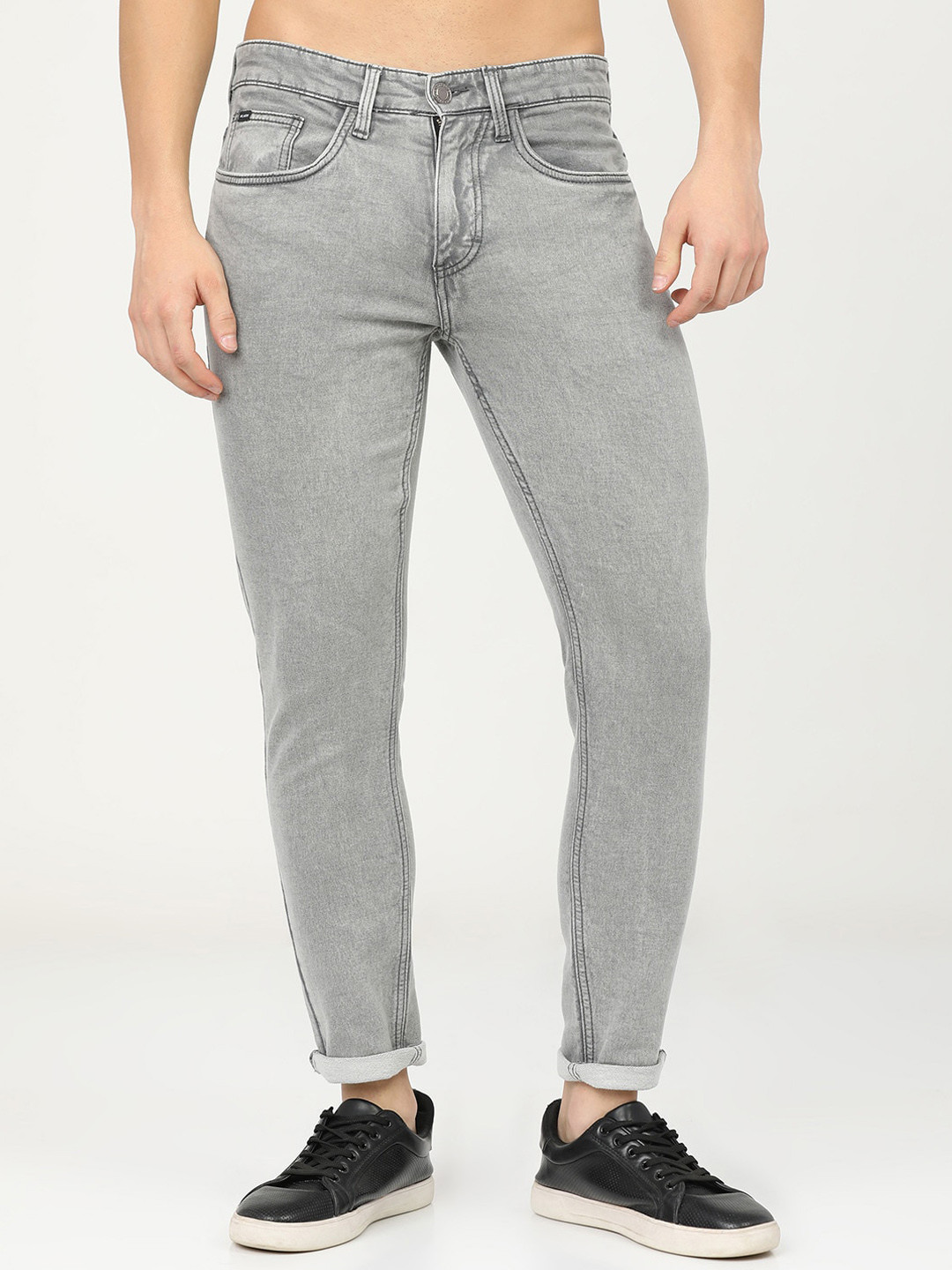 

HIGHLANDER Men Grey Tapered Fit Heavy Fade Stretchable Jeans