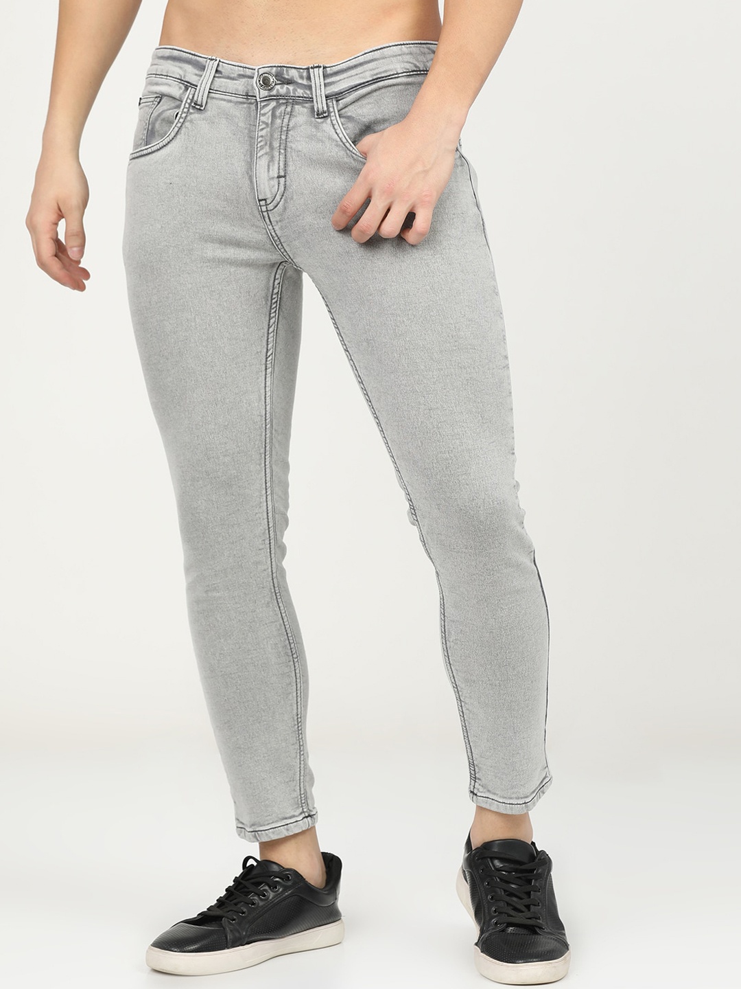 

HIGHLANDER Men Grey Tapered Fit Heavy Fade Stretchable Jeans
