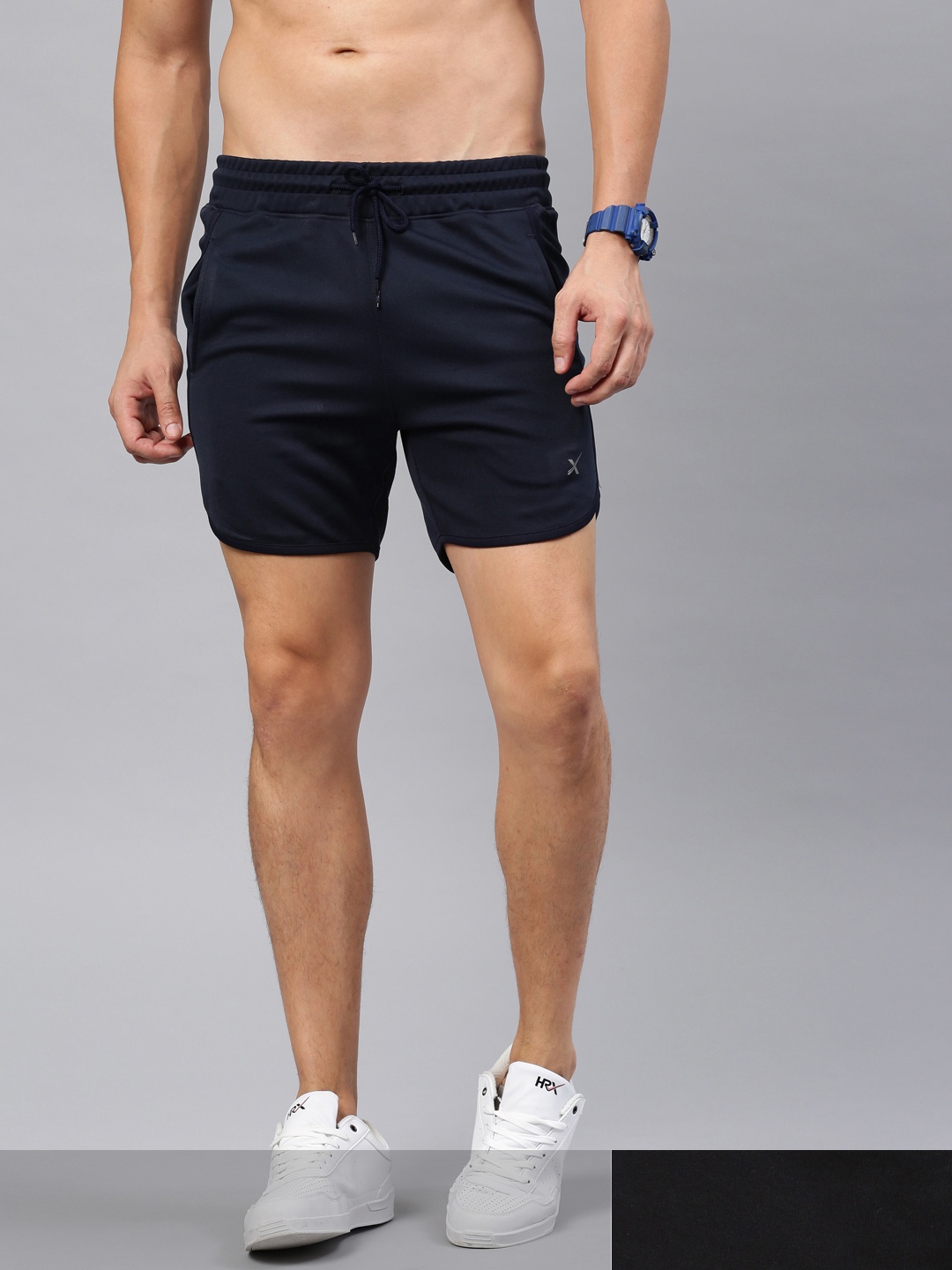 

HRX by Hrithik Rosha Men Pack of 2 Solid Regular Fit Sports Shorts, Navy blue