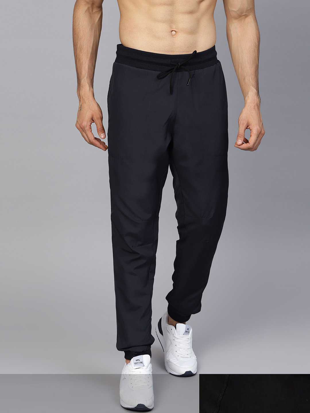 

HRX by Hrithik Roshan Men Pack of 2 Black & Navy Blue Solid Joggers